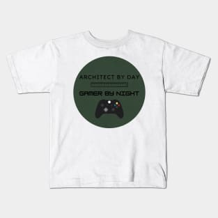 Architect by Day Gamer by Night Funny Architecture Gift Kids T-Shirt